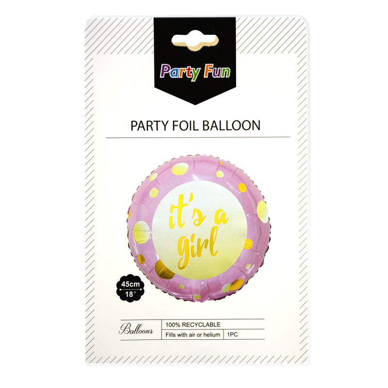 PARTY FUN FOIL BALLOON IT'S A GIRL 18''