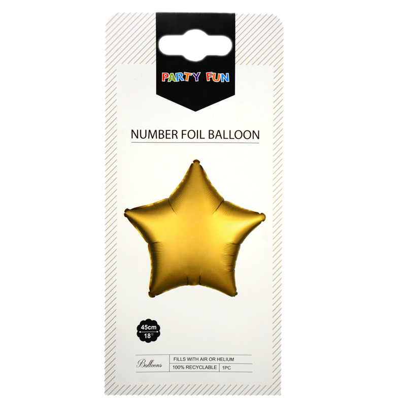 PARTY FUN STAR FOIL 18"BALLOON GOLDEN