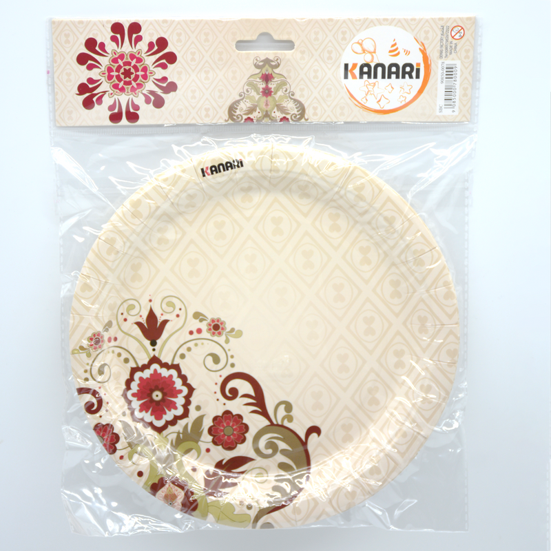 KANARI PAPER PLATE 9" 4PCS W/FLOWER DESIGN