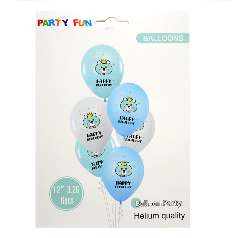 PARTY FUN HAPPY BIRTHDAY BALLOON 12" 6PCS/PKT 0867046