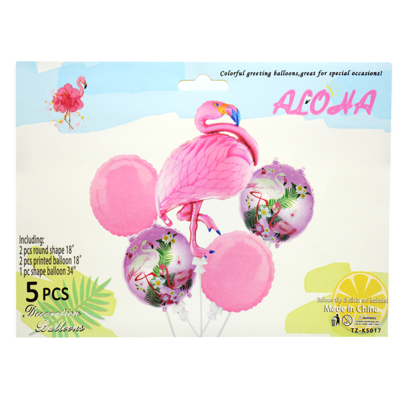 HELIUM BALLOON 5PCS PKT ALOHA