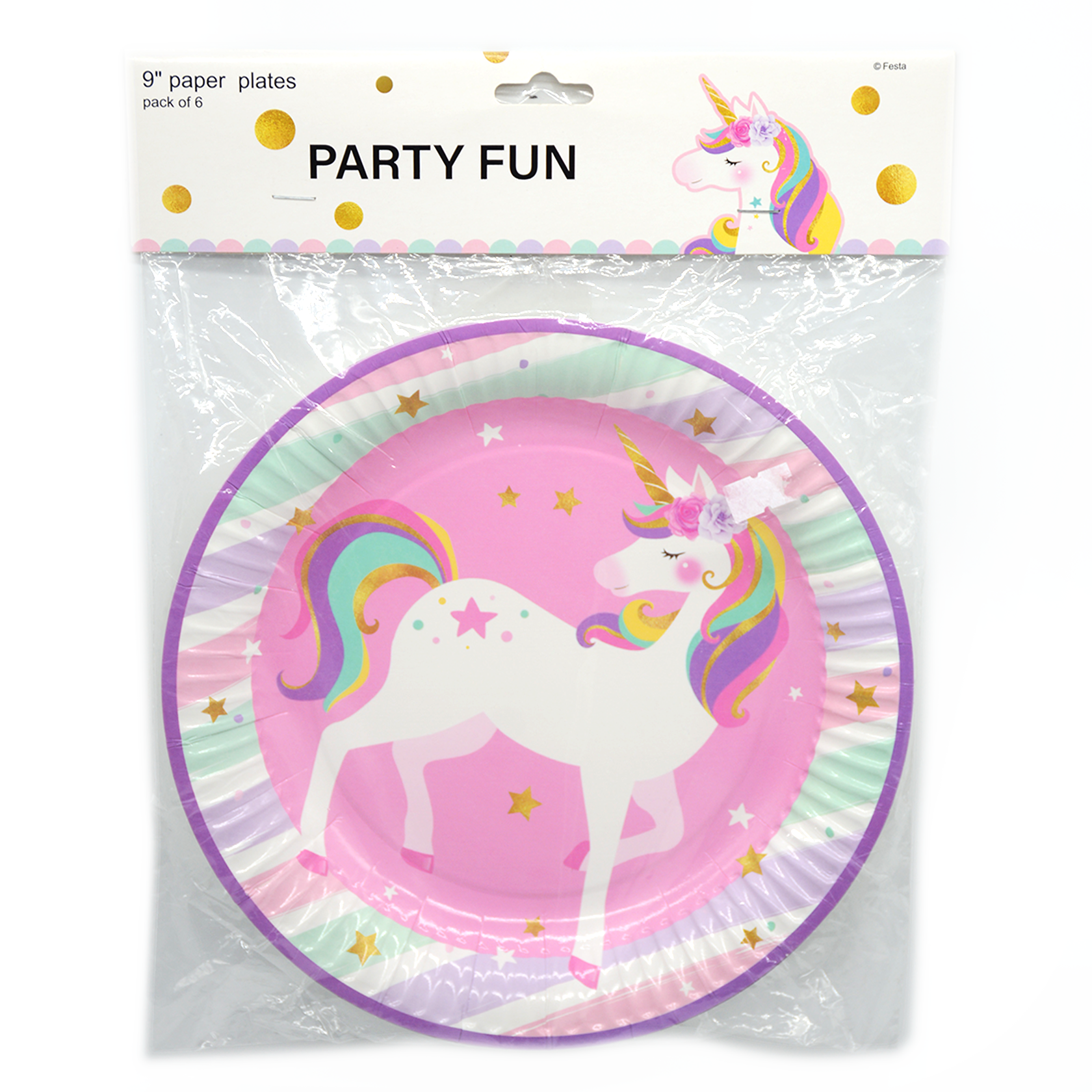 PARTY FUN PAPER PLATE "9" 6PCS/PKT-UNICORN