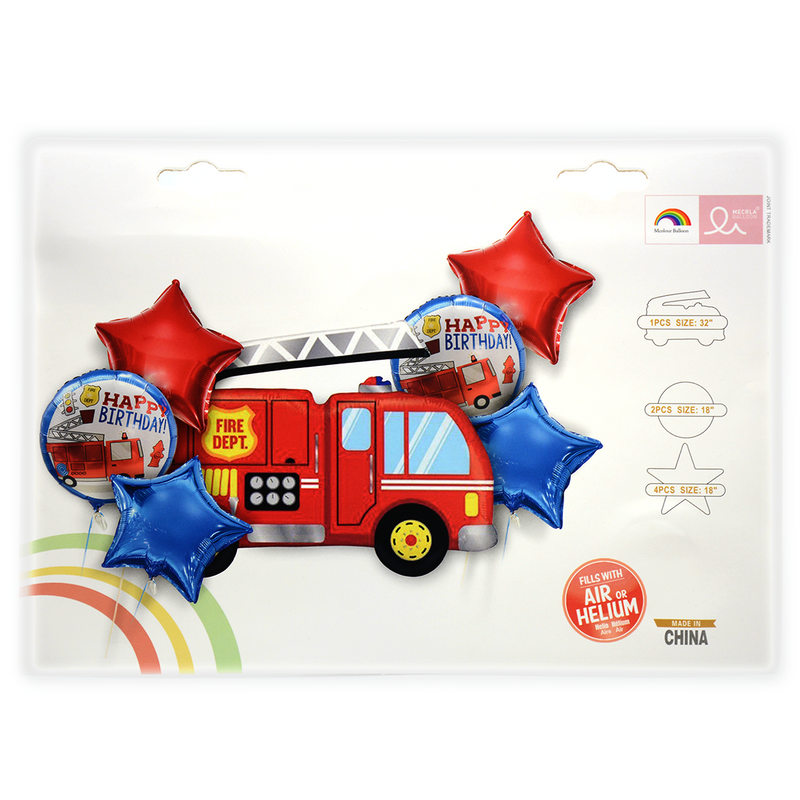 I&A COLLECTION FOIL BALLOON 7PCS SET -HPY BIRTHDAY FIRE DEPT.