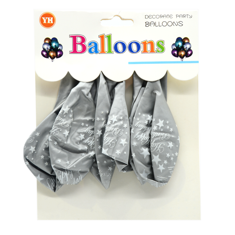 H.B DAY METALLIC BALLOONS 12'' 6PCS/PKT SILVER