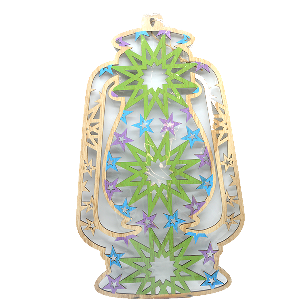 زينة خشبية - رمضان WOODEN FANOOS 2PATTERN 39.5X23.5CM