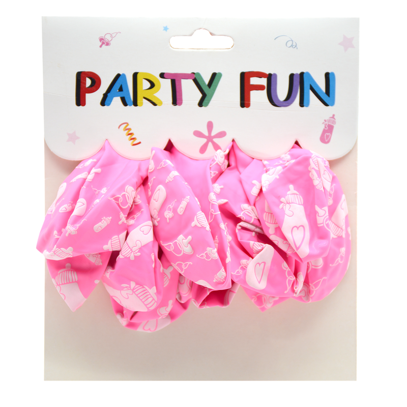 PARTY FUN BABLY BALLOON 12" 12PCS/PKT PINK