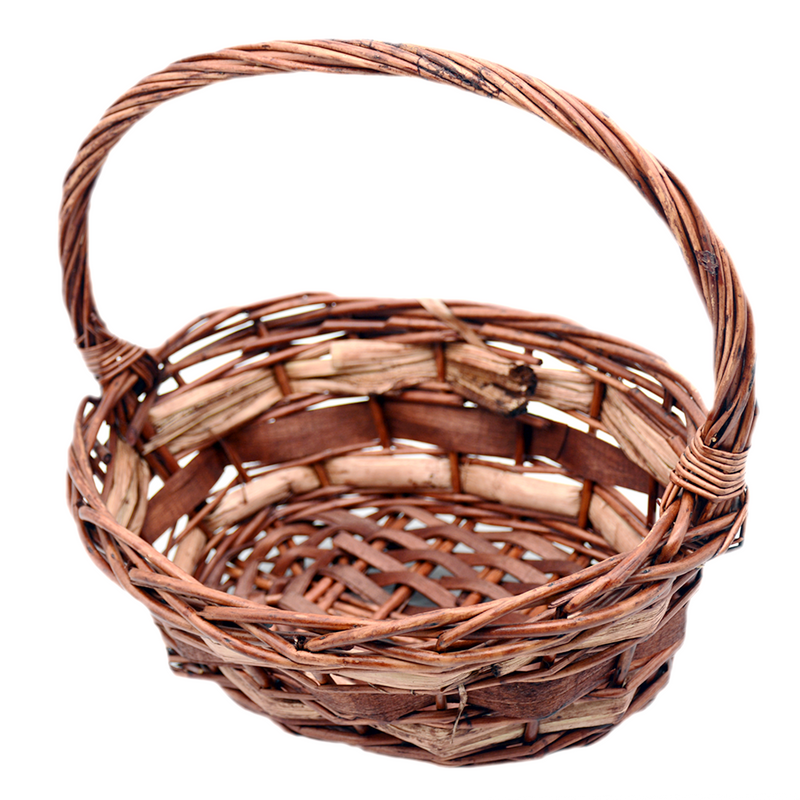 OVAL SHAPE WILLOW BASKET W/HANDLE BROWN/NATURAL 26X19CM-1SMALL