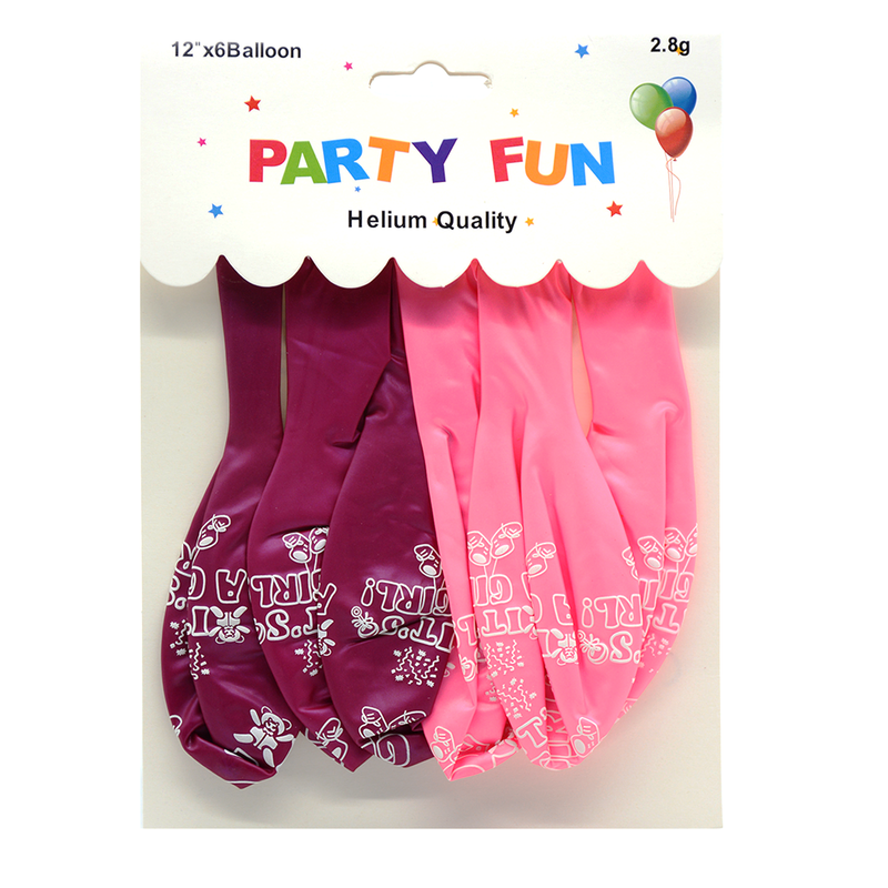 PARTY FUN BALLOON 12" A GIRL 6PCS/PKT