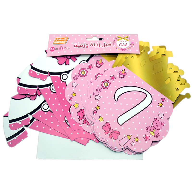 KANARI PRINTED PAPER DECOR ''ITS A GIRL'' 2.5MTR 12PCS/PKT