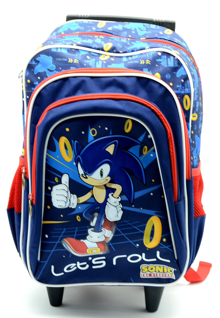 شنطة ظهر مدرسية ترولي SONIC THE HEDGEHOG TROLLEY BACKPACK W/3 COMPARTMENT&2SIDE POCKETS 16"