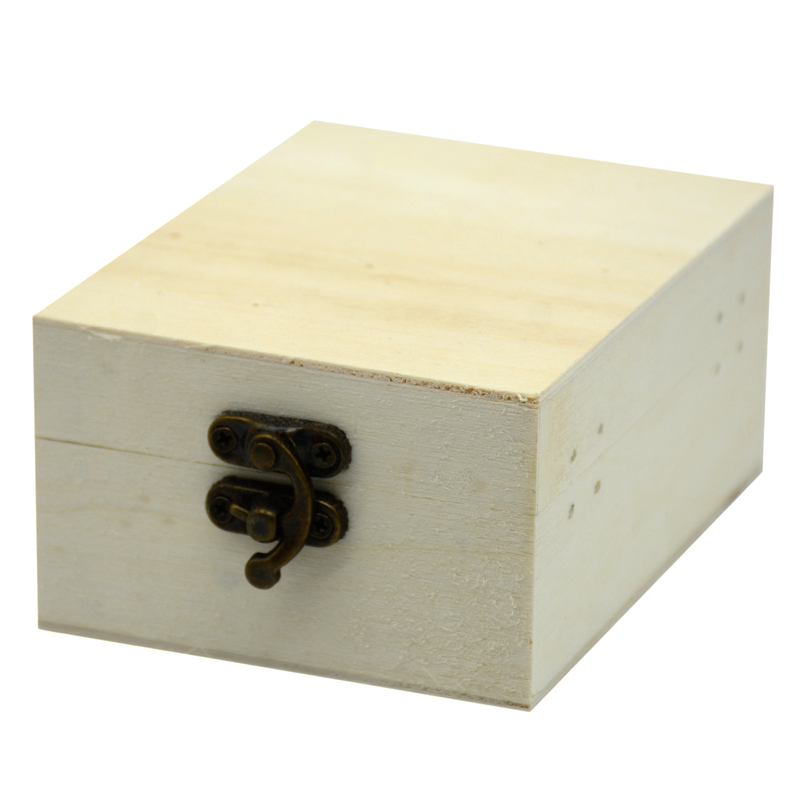 RECT WDN UNFINISHED WOODEN BOX W/HINGED LID 11X8CM-1SMALL