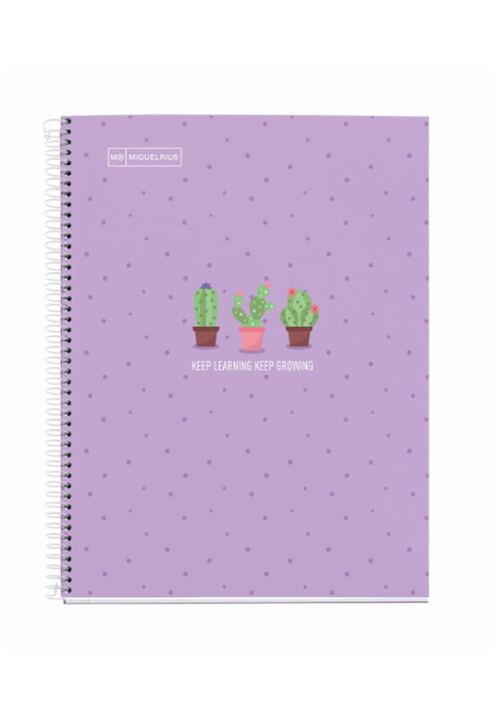 دفتر 80 صفحة 90 جرام MIQUELRIUS MR HARD COVER SPIRAL A4 90G 80SHT 5MM SQUARE NOTEBOOK-CACTUS LAVENDER