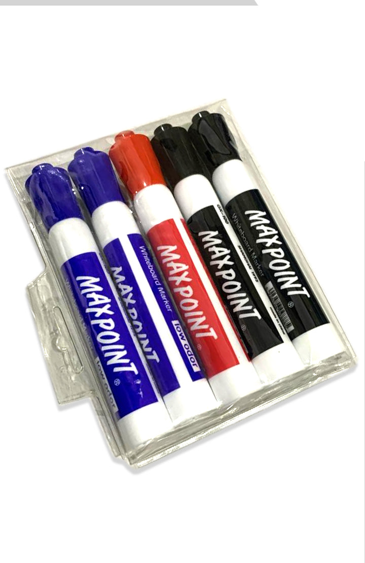 MAXPOINT 5PCS WHITE BOARD MARKER(2BK&BL+1RD)
