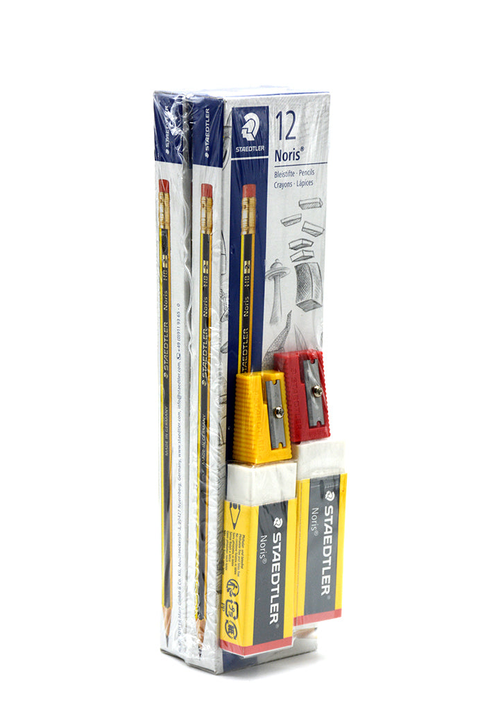STAEDTLER NORIS PENCIL 2PK+2 ERASER+2 SINGLE HOLE SHARPENER PROMO PACK
