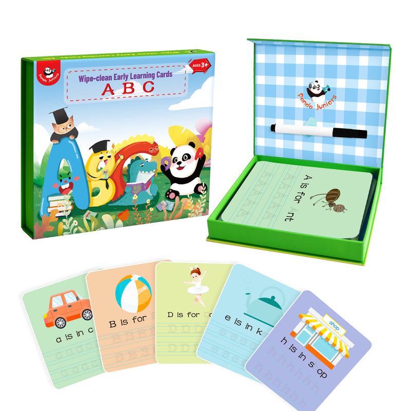 PANDA JUNIORS WIPE-CLEAN EARLY LEARNING CARDS-A B C