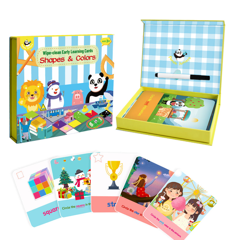 PANDA JUNIORS WIPE-CLEAN EARLY LEARNING CARDS-SHAPES & COLORS