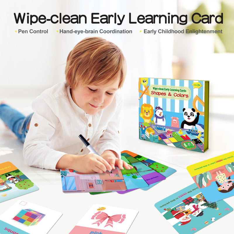 PANDA JUNIORS WIPE-CLEAN EARLY LEARNING CARDS-SHAPES & COLORS