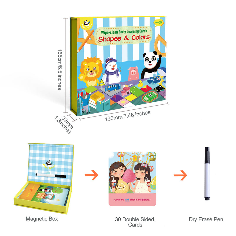 PANDA JUNIORS WIPE-CLEAN EARLY LEARNING CARDS-SHAPES & COLORS