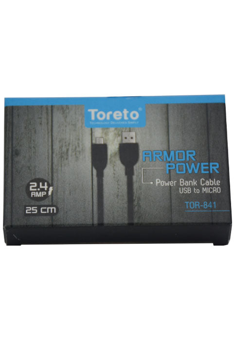 سلك شاحن 25 سم - توريتو TORETO DATA CABLE MICRO 0.25CMS ARMOR POWER TOR-841