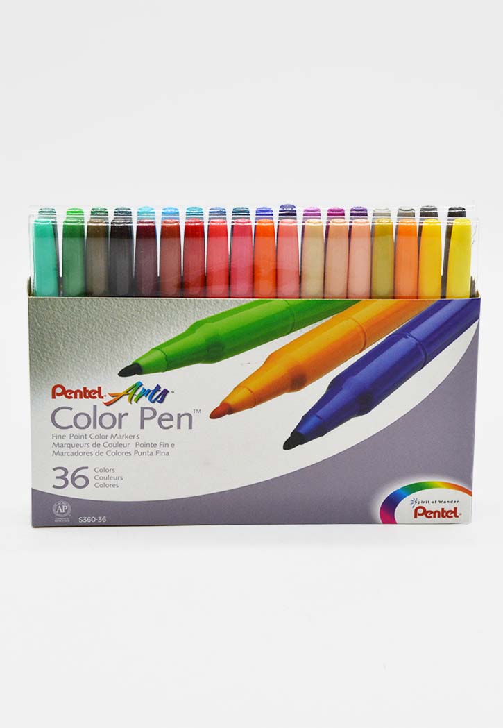 Pentel - Fibre Tip Color Pens Set 36PCS