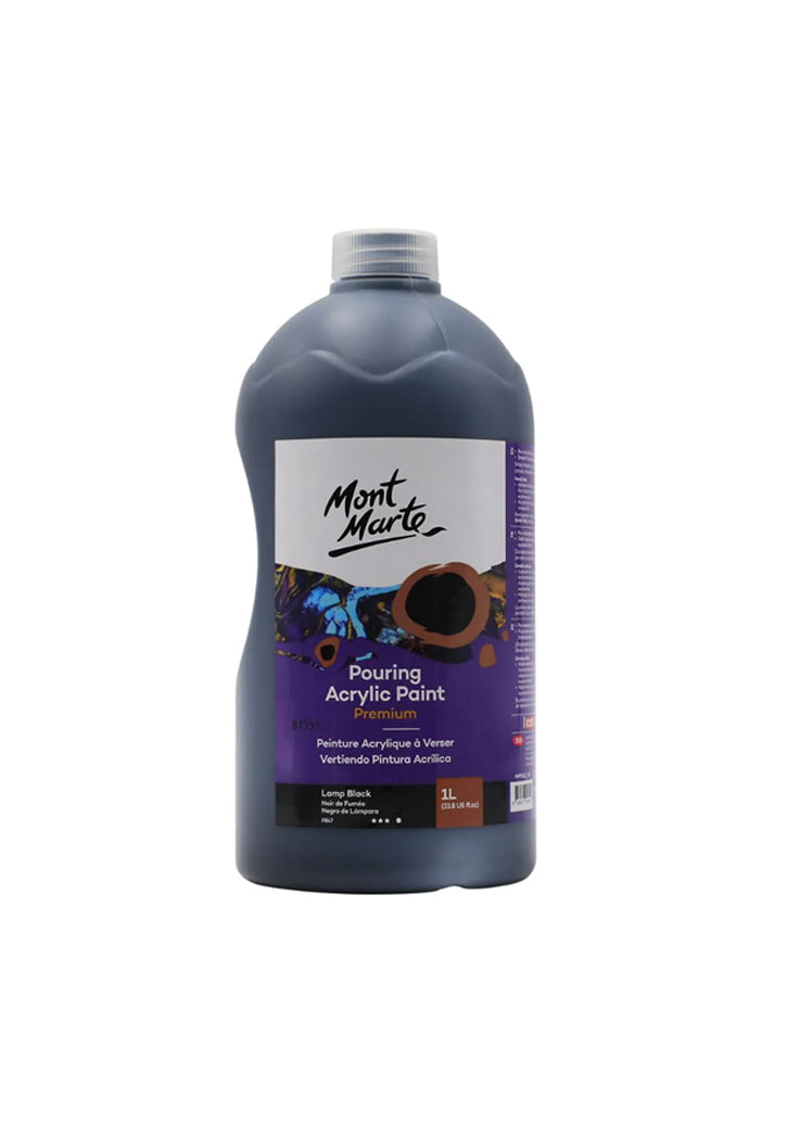 MONT MARTE PREMIUM POURING ACRYLIC PAINT 1L-LAMP BLACK