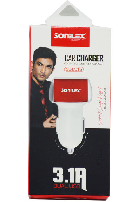شاحن سيارة 2 مخرج - سونيليكس SONILEX DUAL USB PORT CAR CHARGER 3.1A SL-CC15