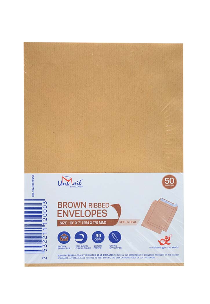Unmail - Peel & Seal Envelopes 10x7' (Brown Ribbed)