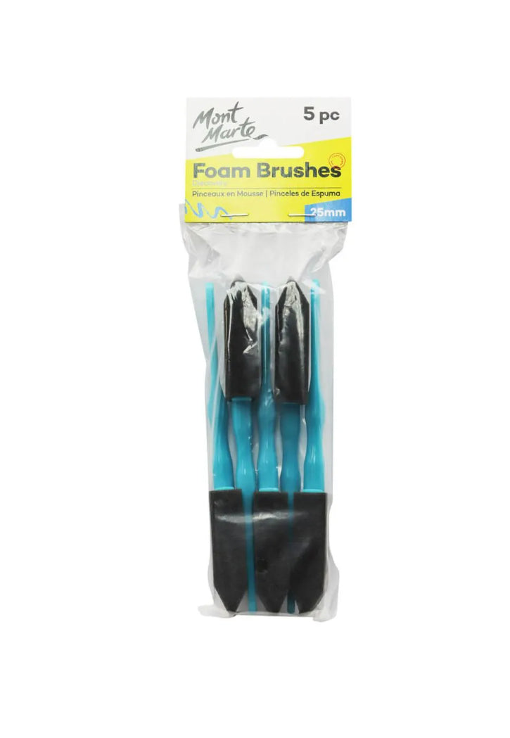 MONT MARTE DISCOVERY FOAM BRUSHES 5PCS PKT 50MM