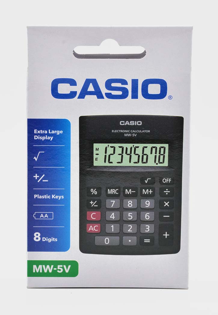 الة حاسبة كاسيو Casio - Electronic Calculator MW-5V-BK