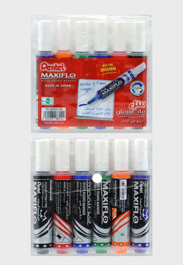 Pentel - Maxiflo White Board Markers 6PCS