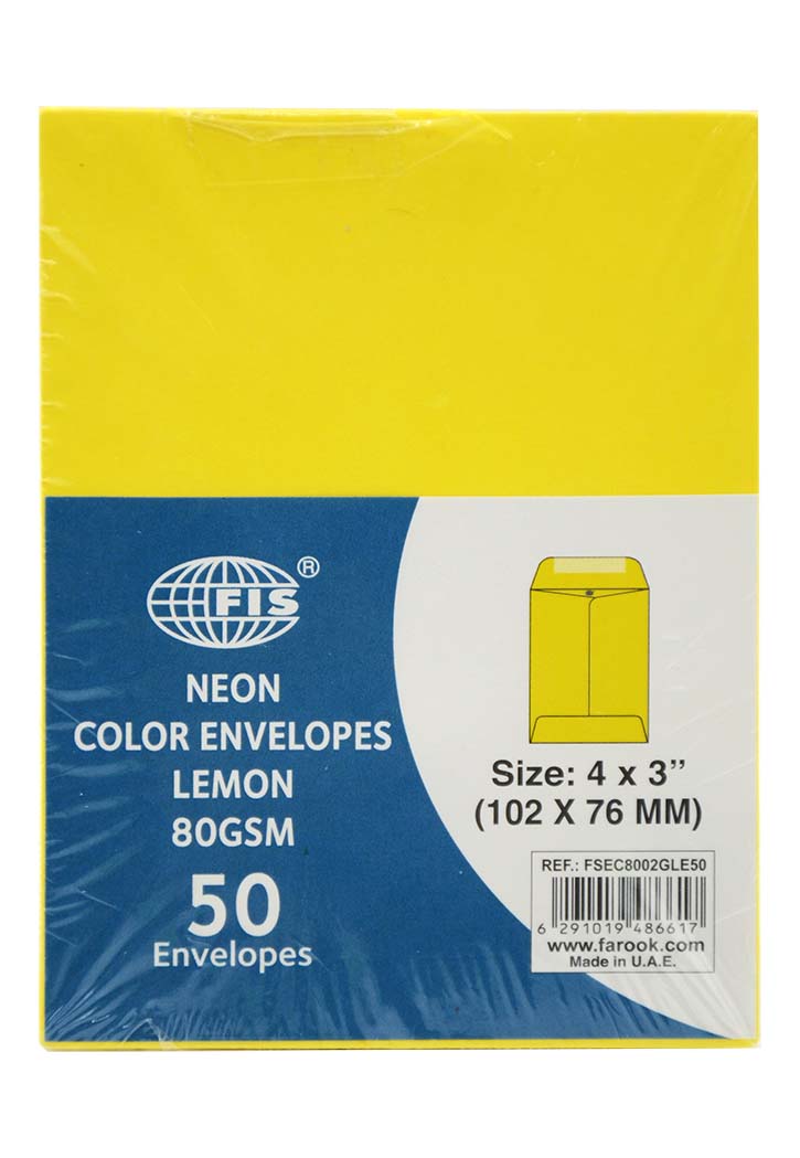 FIS - Neon Color Envelopes 102x76MM