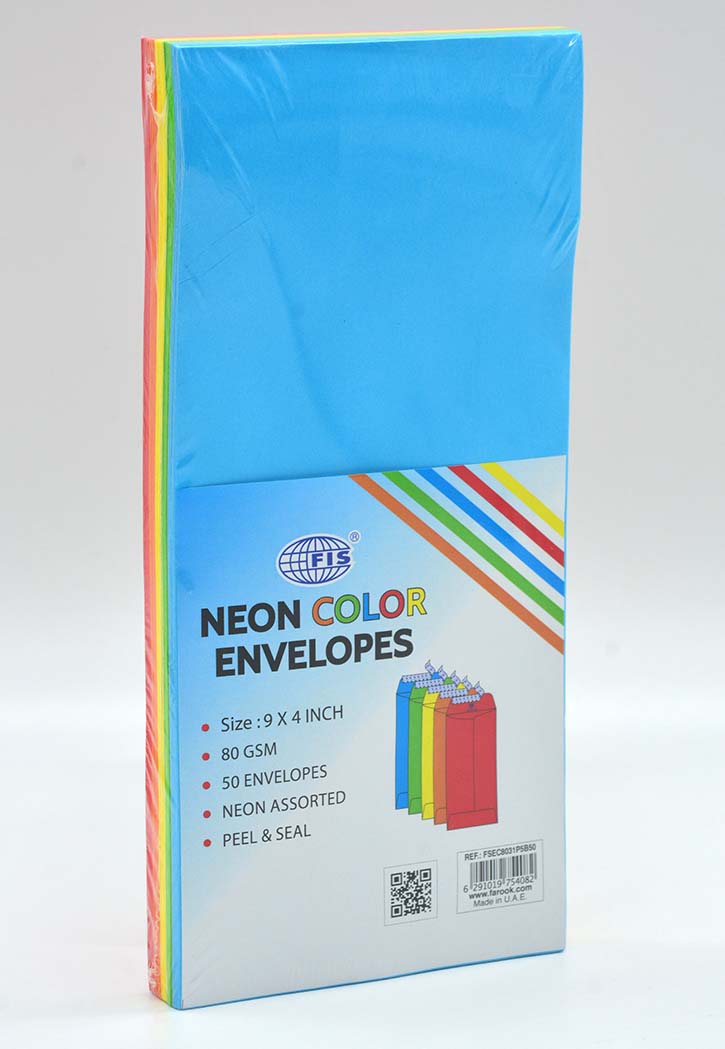FIS - Neon 5 Colors Envelope 9x4IN