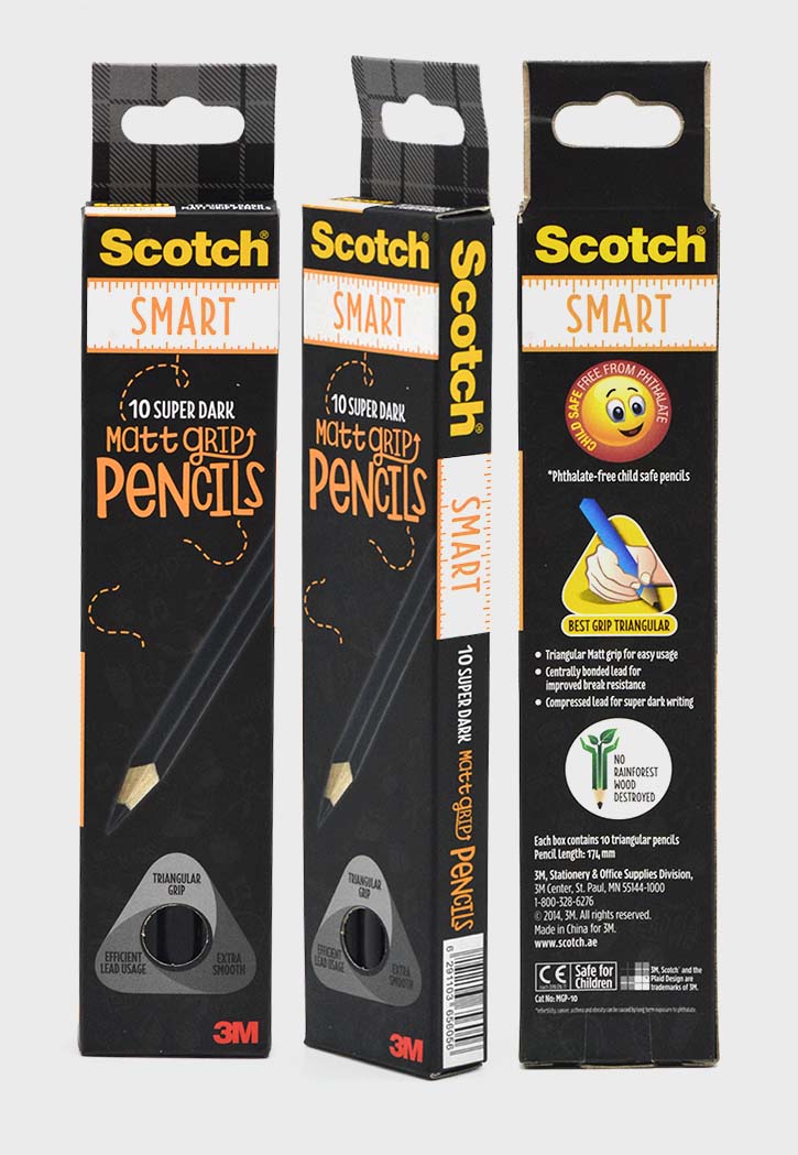 أقلام رصاص سكوتش سمارت مات جريب من ثري إم  3M Scotch Smart Matt Grip Pencils - 10 Pieces