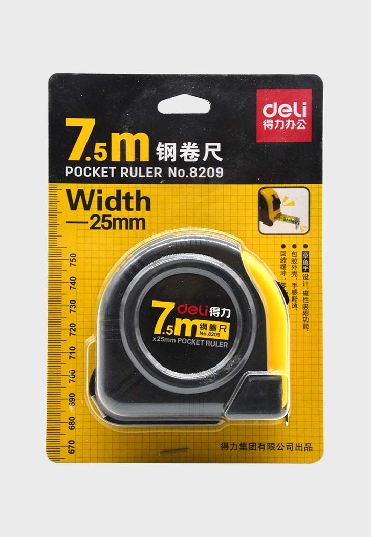 Deli - Linen Measuring Tape With Plastic Case 7.5Mx25MM