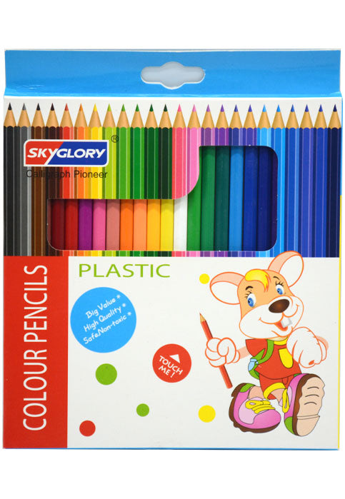 SKYGLORY PLASTIC COLOUR PENCILS 24COLOURS طقم اقلام خشبية بلاستيكية ملونة 24 لون