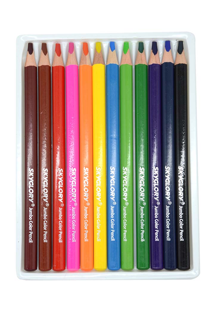 طقم اقلام رصاص خشبية ملونة حجم كبير 5مم 12لون