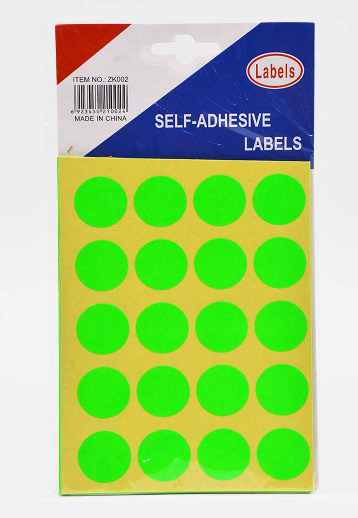 Fluorescent Color Round Labels 10SHT 24MM