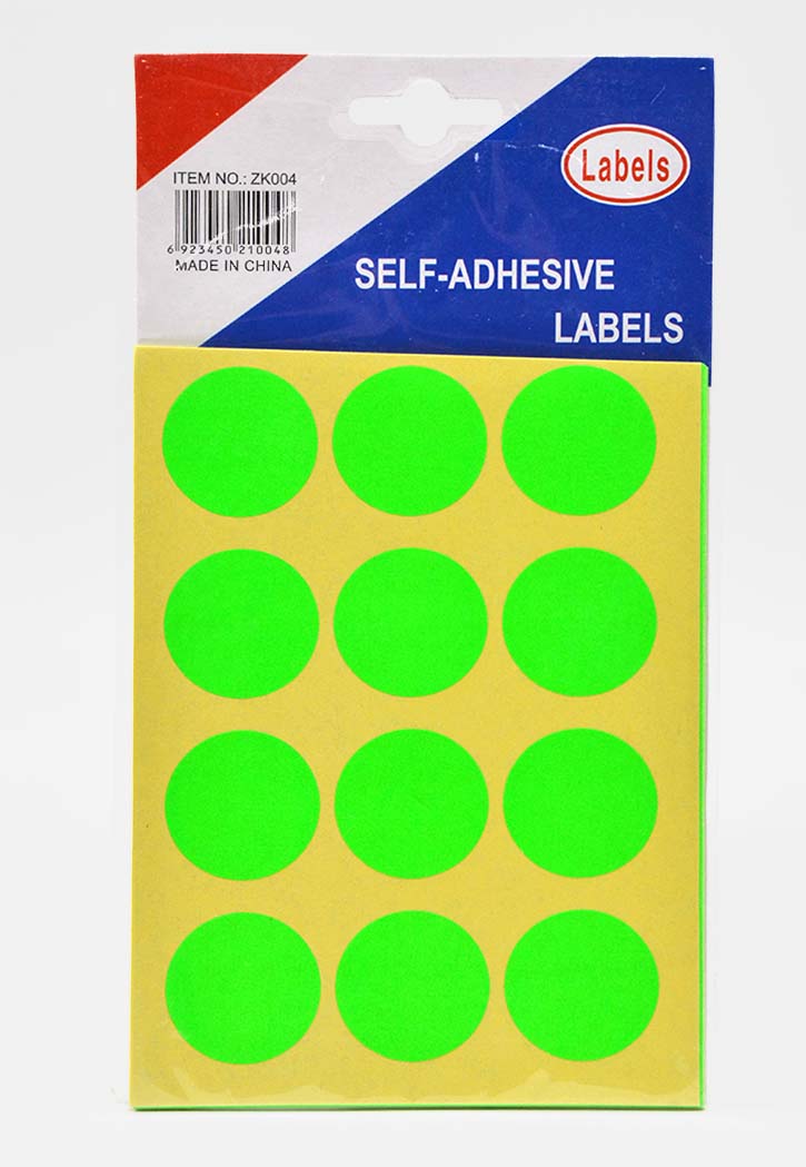 Fluorescent Color Round Labels 10SHT 30MM
