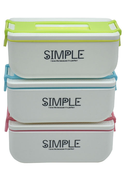 صندوق طعام مع ملعقة SIMPLE RECTANGLE PLASTIC LUNCH BOX W/SPOON 1200ML