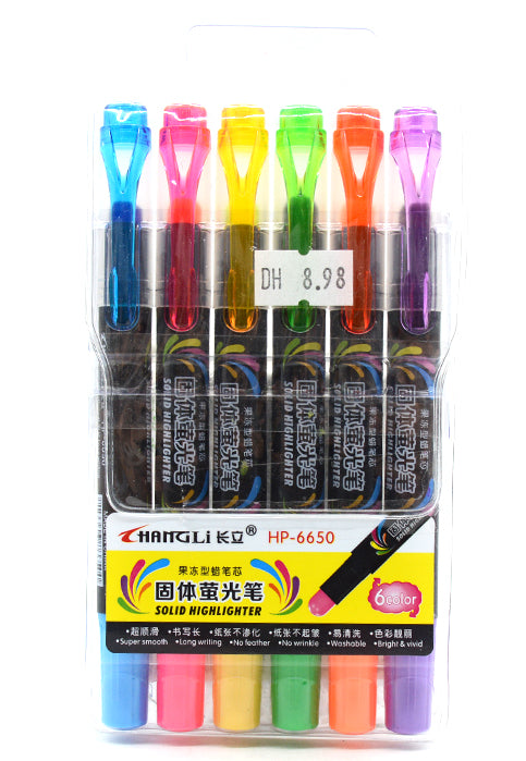 الوان شمعية فسفورية HANGLI SOLID FLUORESCENT CRAYON HIGHLIGHTER 6PCS/PACK