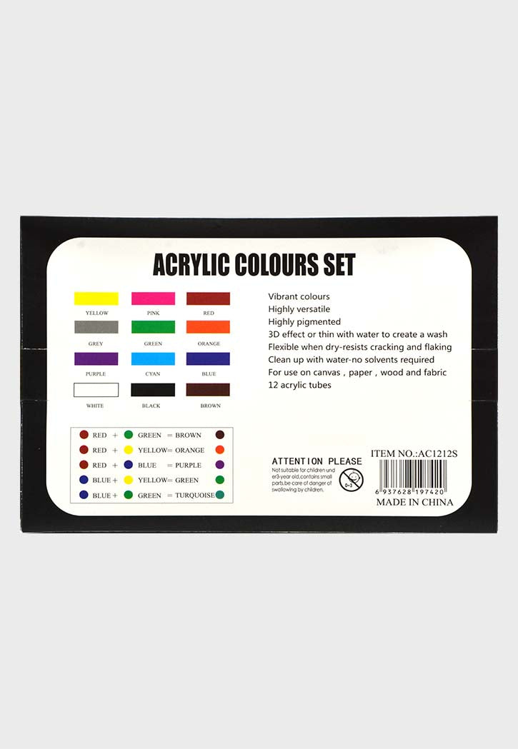 Root Art - Acrylic Colors Set 12x12ML With 3 Brushes