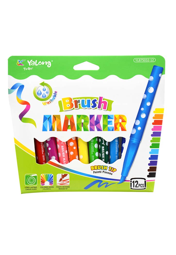 YaLong - Washable Brush Marker Set 12PCS