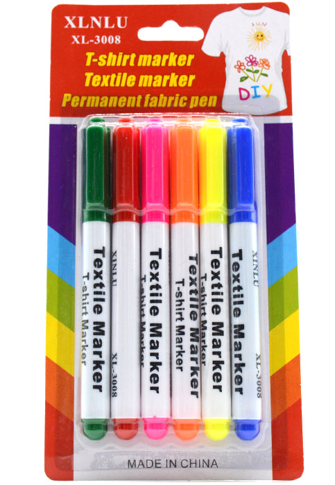 XLNLU T-SHIRT MARKER 6PCS/PACK طقم اقلام تخطيط للاقمشة 6 لون