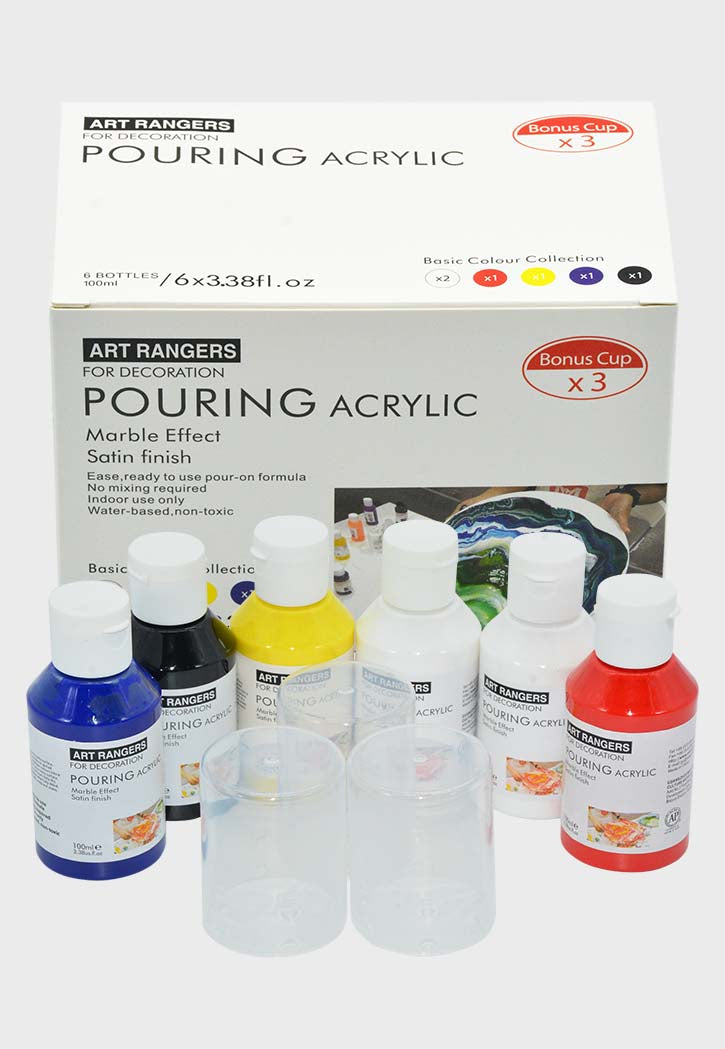 Art Rangers - Pouring Acrylic Marble Effect 6x100ML Bottle Basic Color