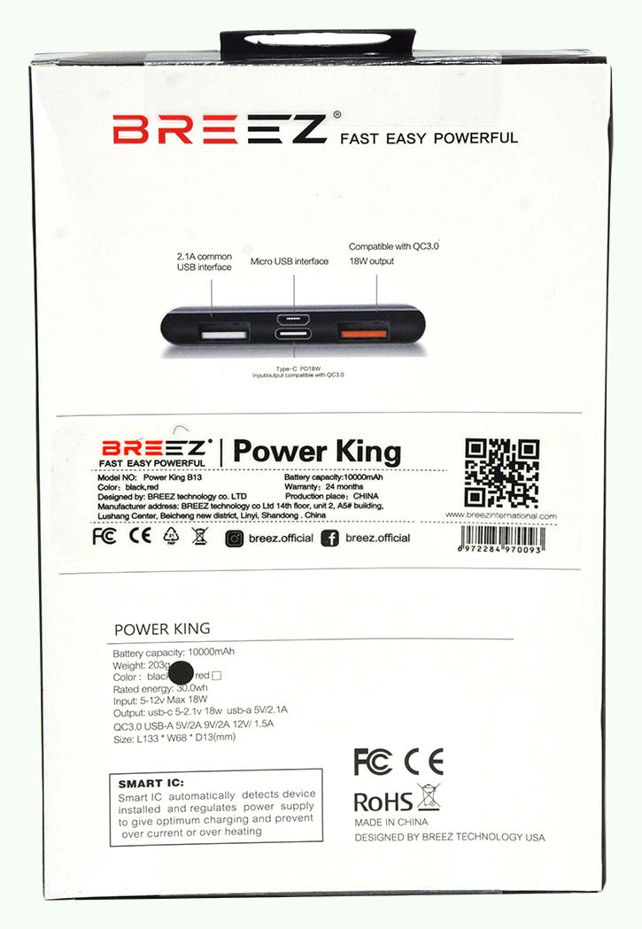 BREEZ - Power Bank 10000mah