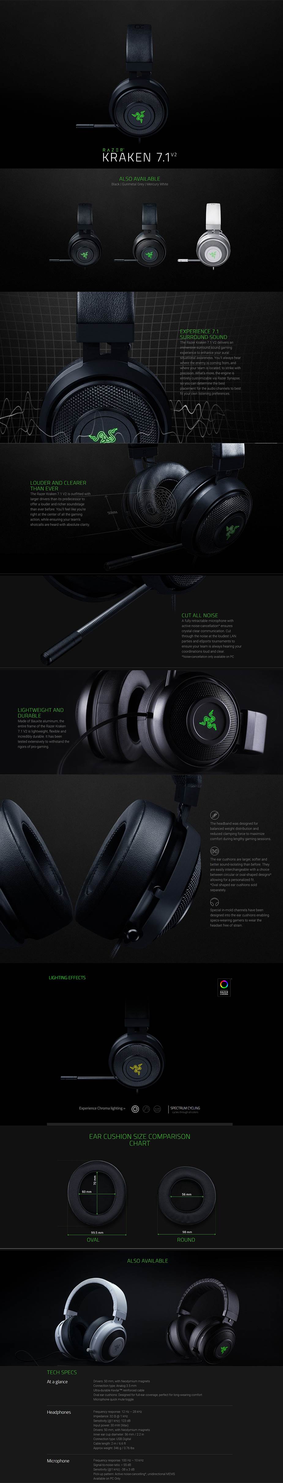 سماعات راس العاب Razer Kraken Mercury Gaming Headset