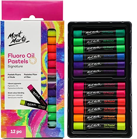 MONT MARTE SIGNATUE FLUORO OIL PASTELS 12PCS PKT