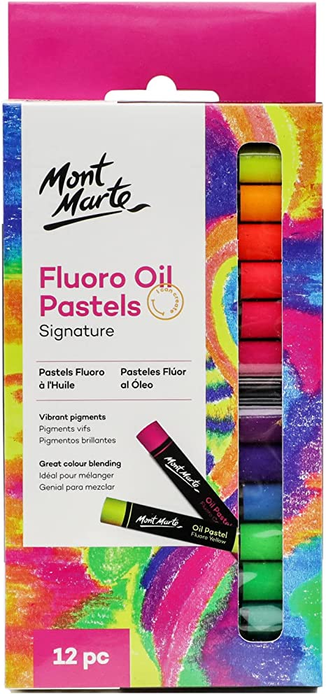 MONT MARTE SIGNATUE FLUORO OIL PASTELS 12PCS PKT