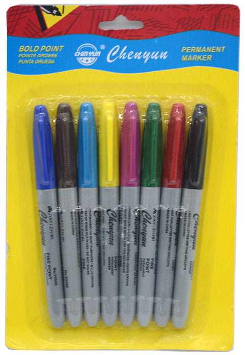 طقم اقلام فلوماستر دائمة 8 لون CHENYUN/YUE CAI PERMANENT MARKER BOLD POINT 8COLOR