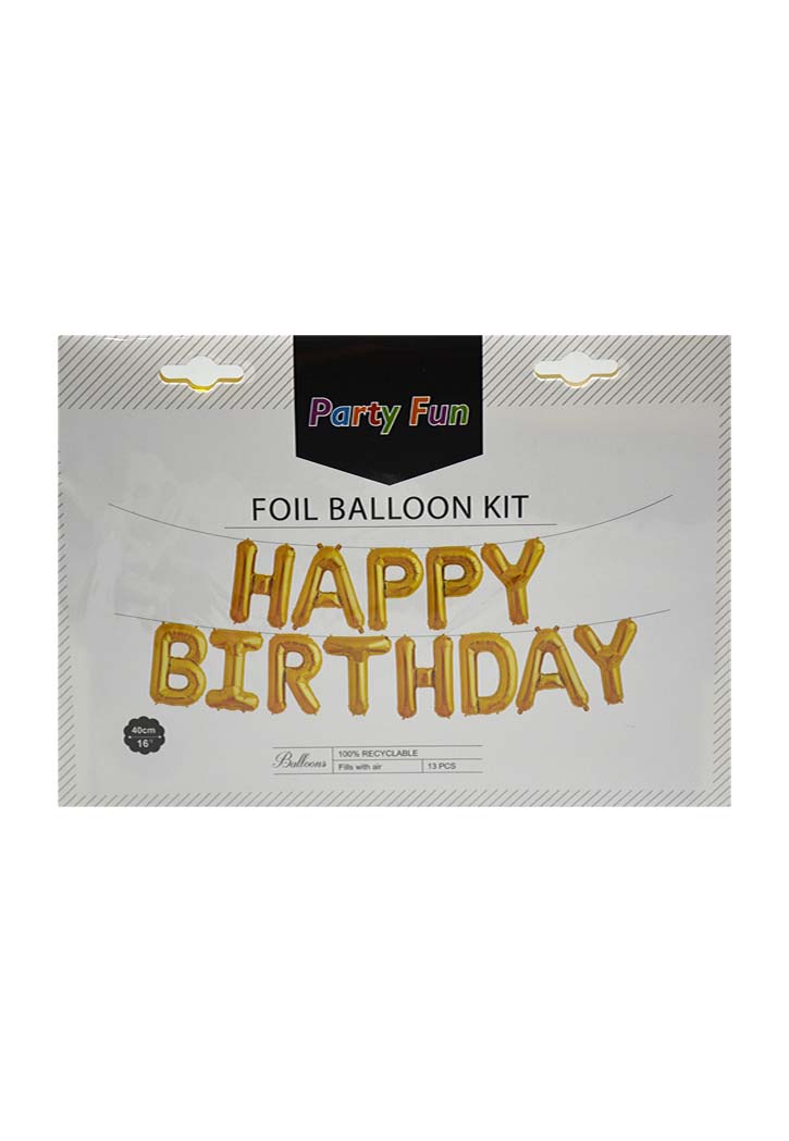 Helium Baloon Happy Birthday Gold 16"